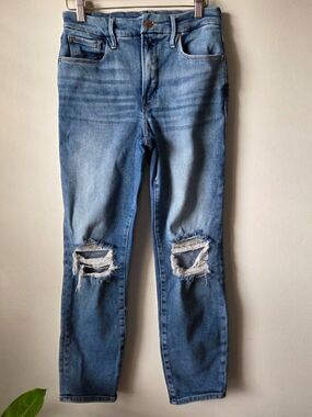 EUC GOOD AMERICAN RIPPED KNEE STRETCH JEANS SIZE 8 /29